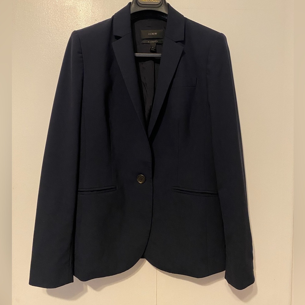 J. Crew Tollegno Bi-Stretch Wool Navy Blazer